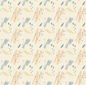 Papel tapiz fondo beige con garabatos de colores