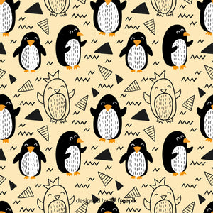 Papel tapiz beige con pinguinos